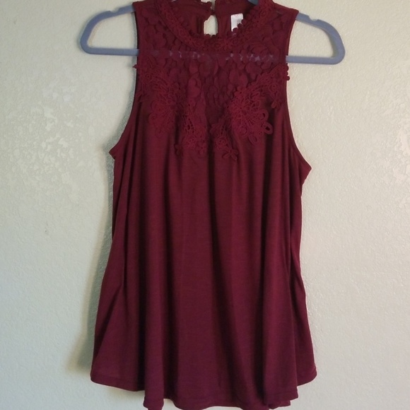 No Boundaries Tops - Burgundy Lace blouse/shirt